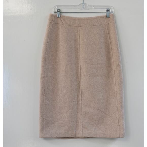 Vince Front Seam Midi Wool Blend Skirt Heather Oatmeal Size 6 - Picture 2 of 7